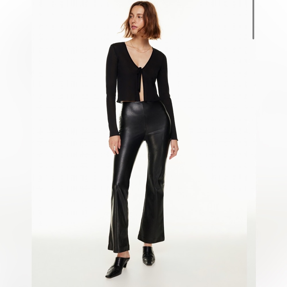 Wilfred Roma Vegan Leather High Rise Flare Pants - black